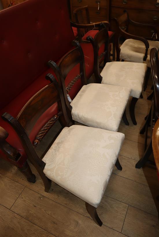 A part set of three Regency mahogany dining chairs, circa 1820 and a Regency mahogany open armchair (4)